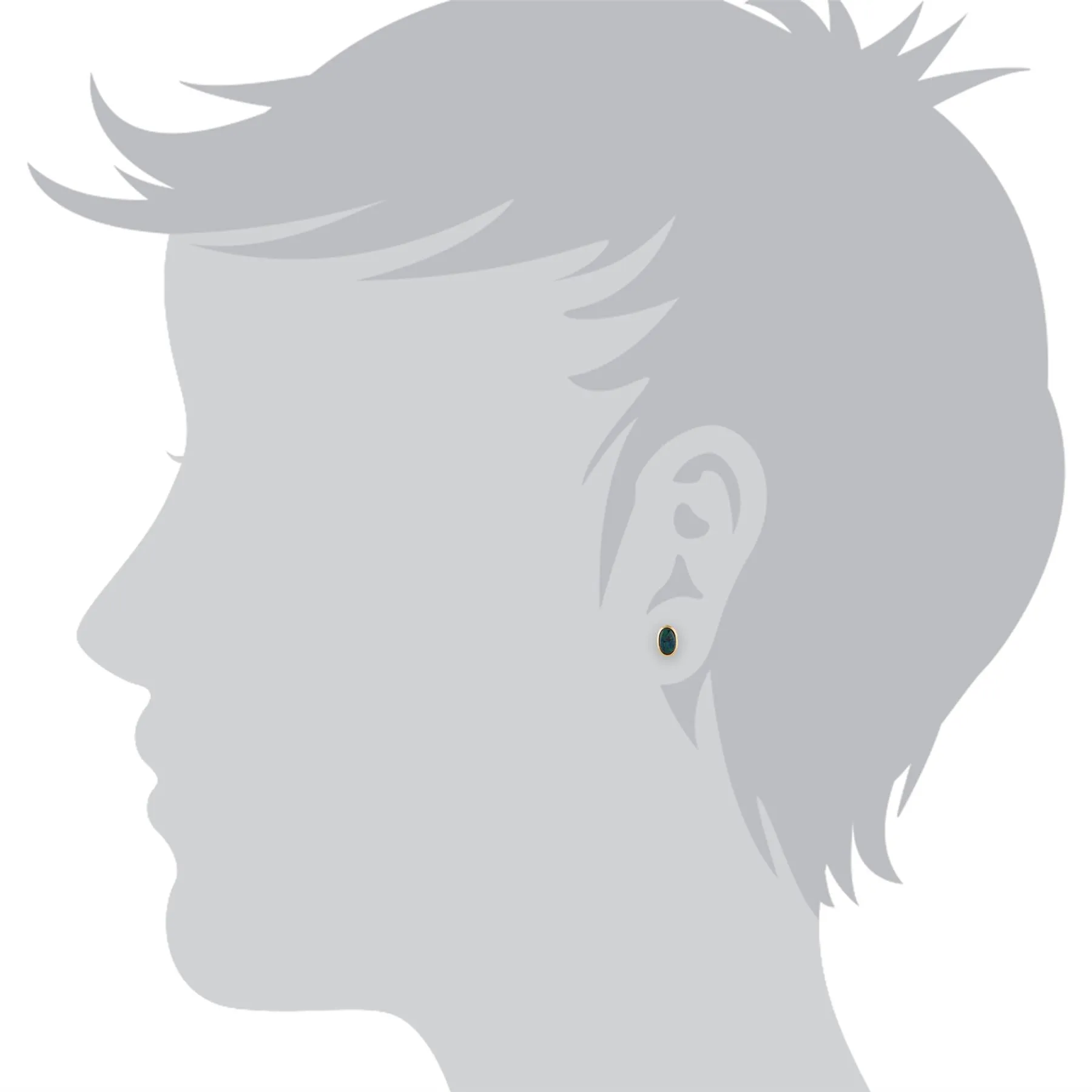 Boucles d'Oreilles Clou Classique Or Jaune 375 Opale Triplet Ovale