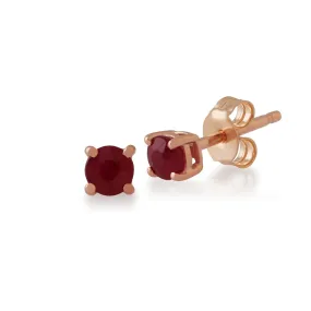 Boucles d'Oreilles Clou Classique Or Rose 375 Opale Rose Rond serti Griffe