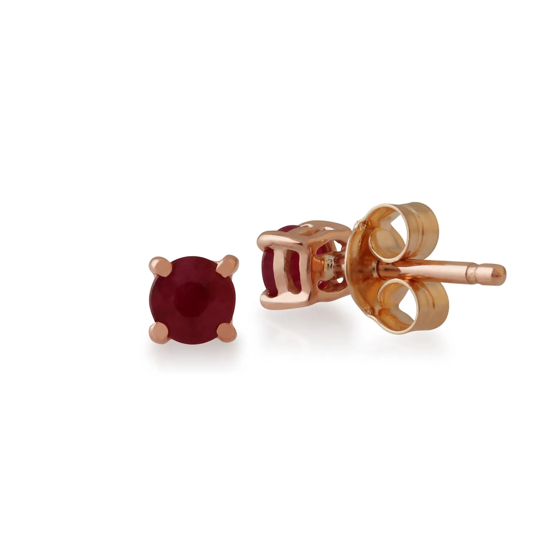 Boucles d'Oreilles Clou Classique Or Rose 375 Opale Rose Rond serti Griffe