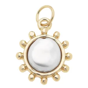 CANVAS STYLE CHARM BAR -Mother of Pearl Coin Charm in Shiny Gold