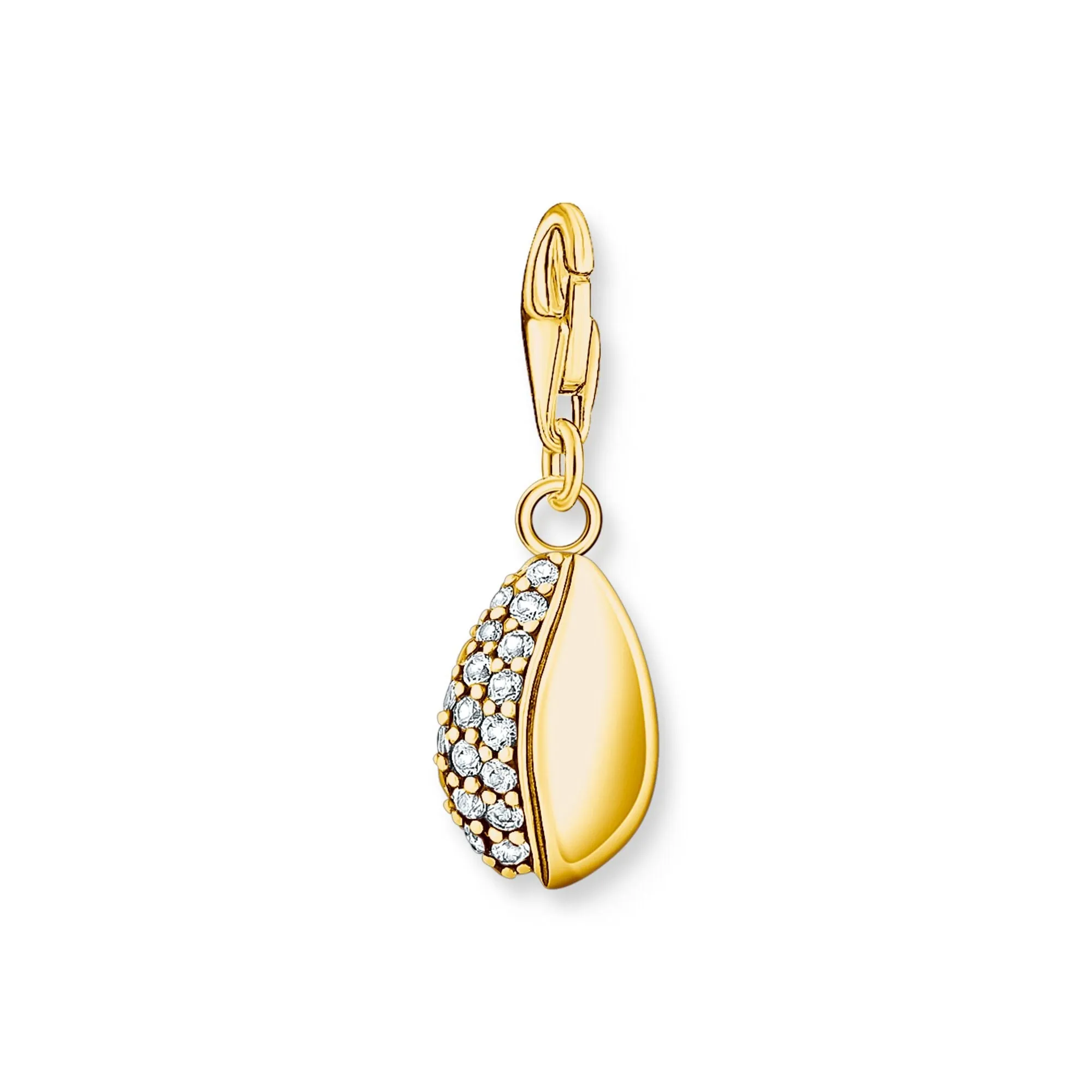 Charm Pendant shell with white stones gold