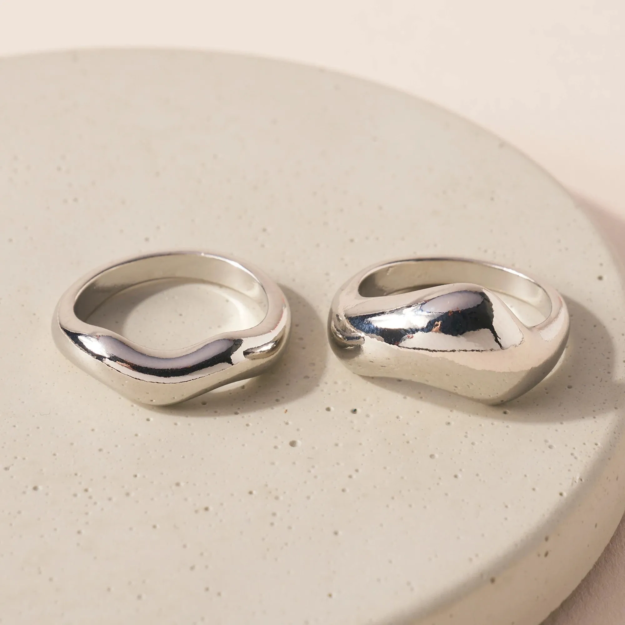 Chunky Ring Set In Silver