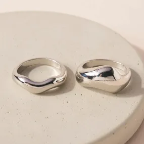 Chunky Ring Set In Silver