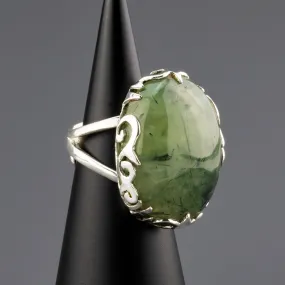 Chunky Silver and Prehnite Stone Ring