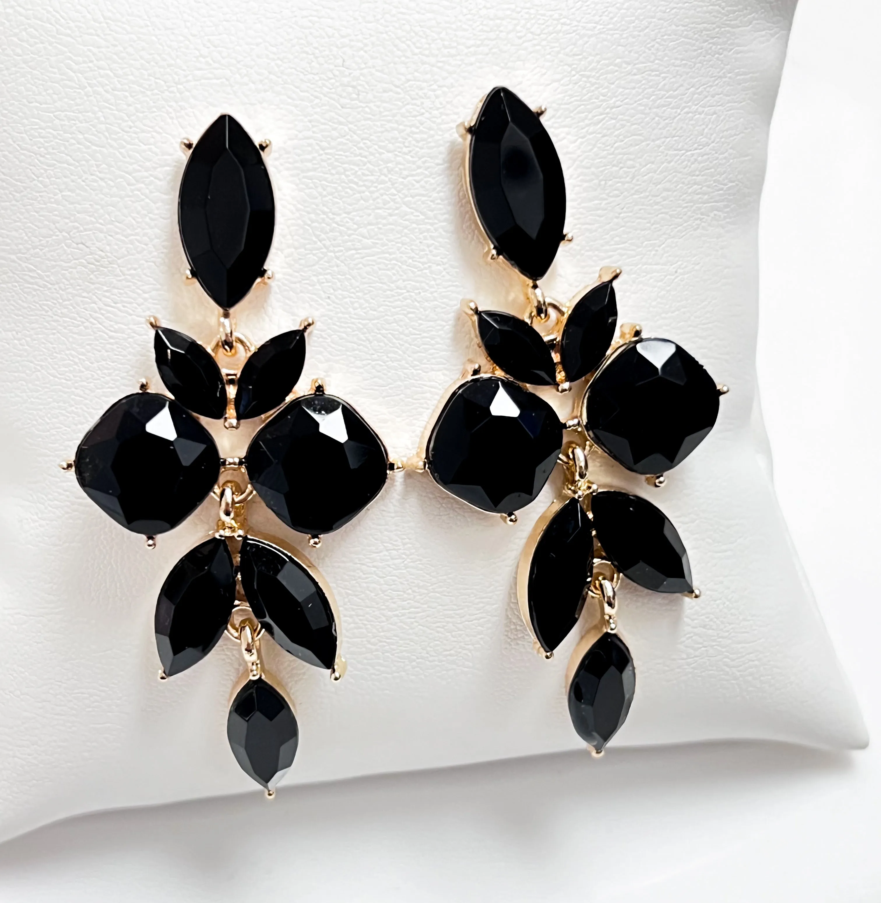 Cici - Black Rhinestone Statement Earrings