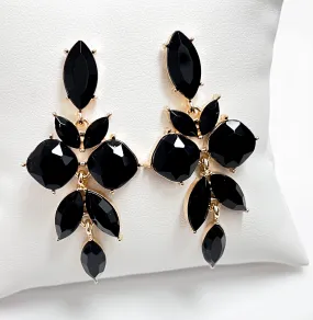 Cici - Black Rhinestone Statement Earrings