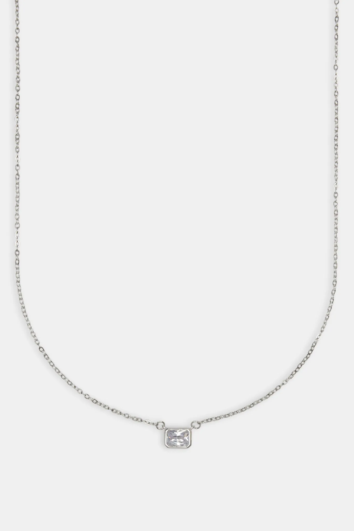 Clear Gemstone Necklace - White