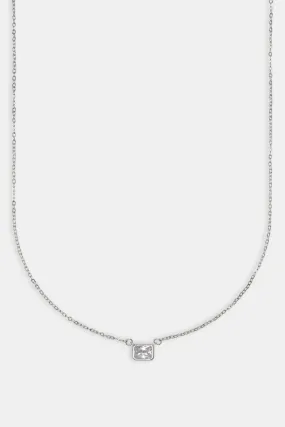Clear Gemstone Necklace - White