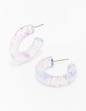 Clear Glitter Hoop Earring