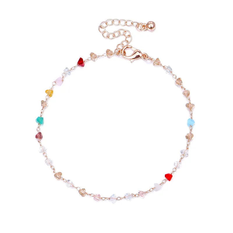 Colorful triangular crystal bead Anklet