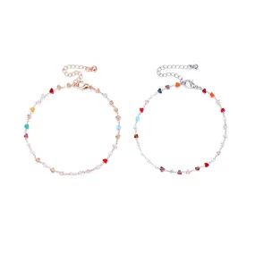 Colorful triangular crystal bead Anklet