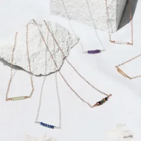 Custom Sparkling Gemstone Faceted Bead Bar Necklace