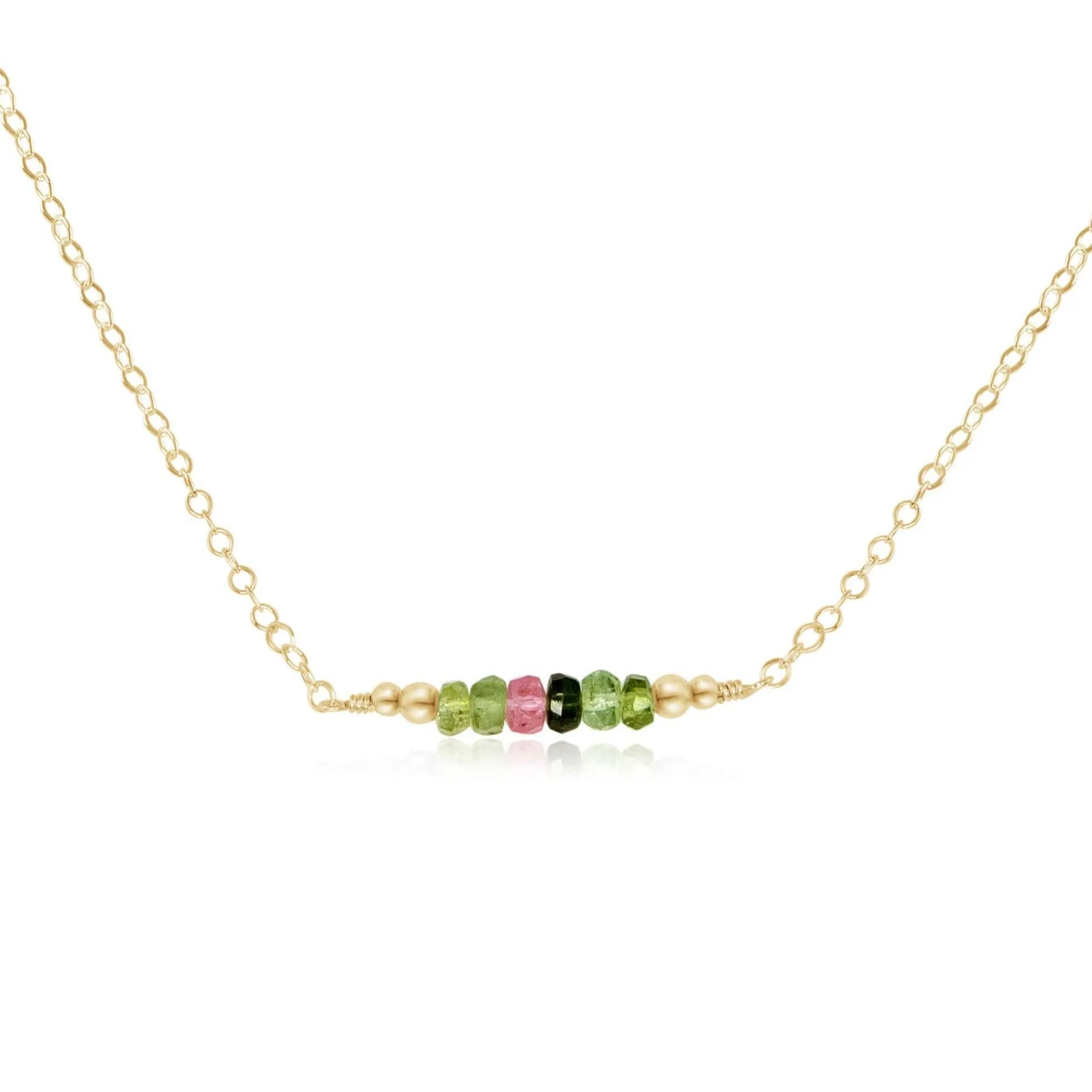 Custom Sparkling Gemstone Faceted Bead Bar Necklace
