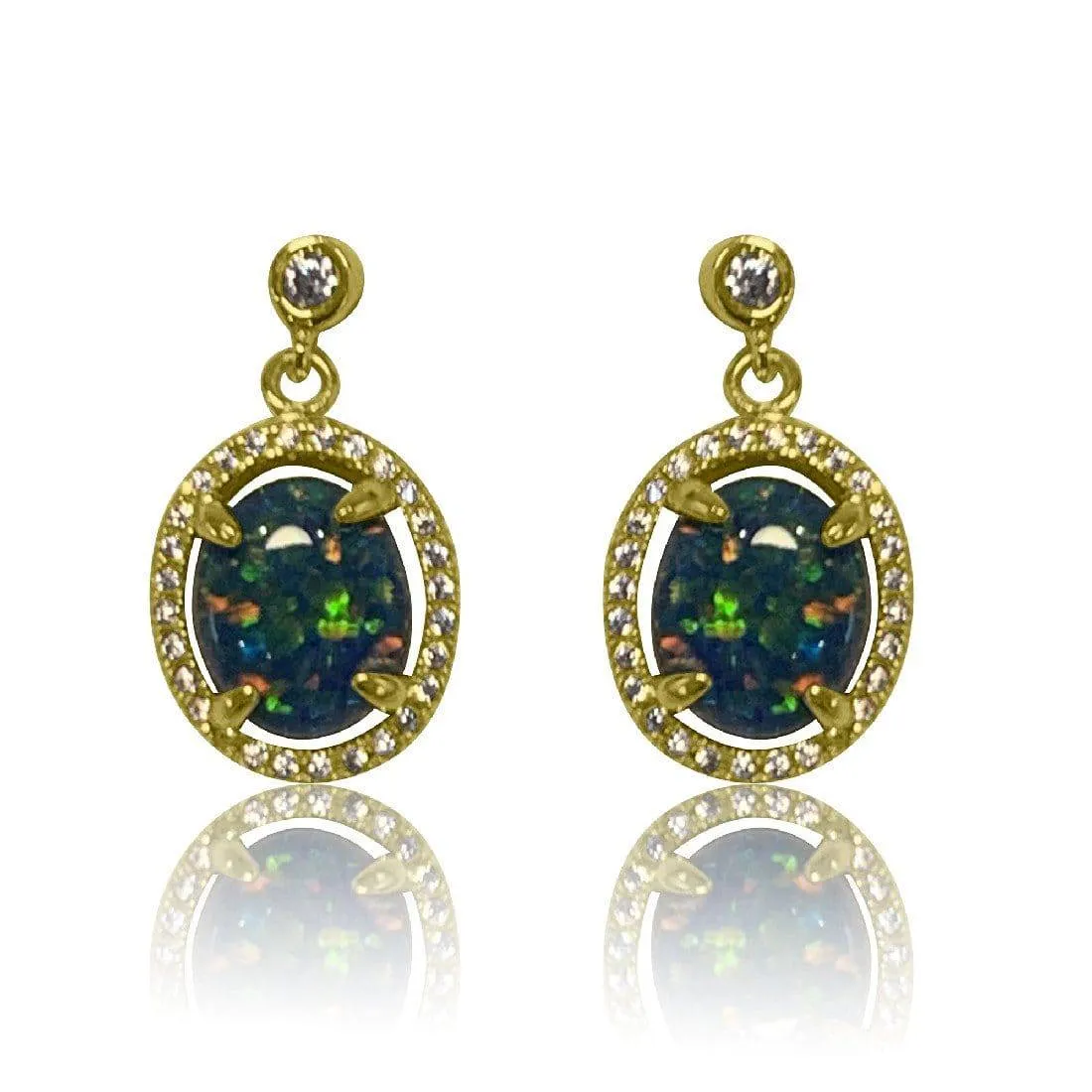 Dazzling Opal Drop Earrings - Gold Plated Sterling Silver Opal Triplet dangle earrings