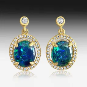Dazzling Opal Drop Earrings - Gold Plated Sterling Silver Opal Triplet dangle earrings