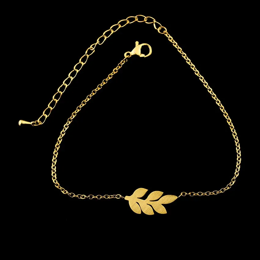 Delicate Leaf Anklets For Women Stainless Steel
