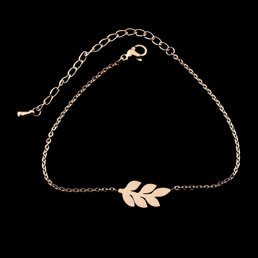 Delicate Leaf Anklets For Women Stainless Steel