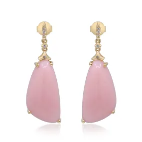 Divine Pink Opal Earrings with Diamond Accents