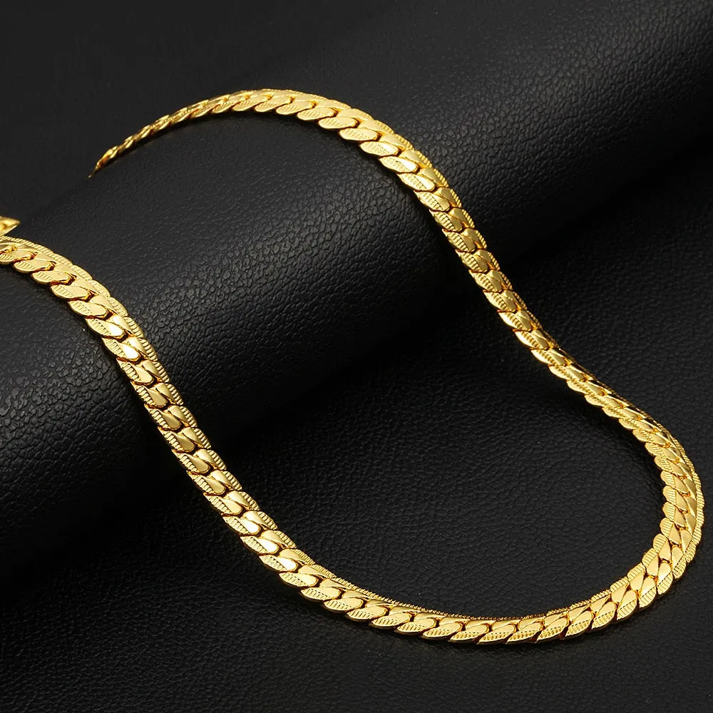 Embossing Flat Snake Chain Necklace