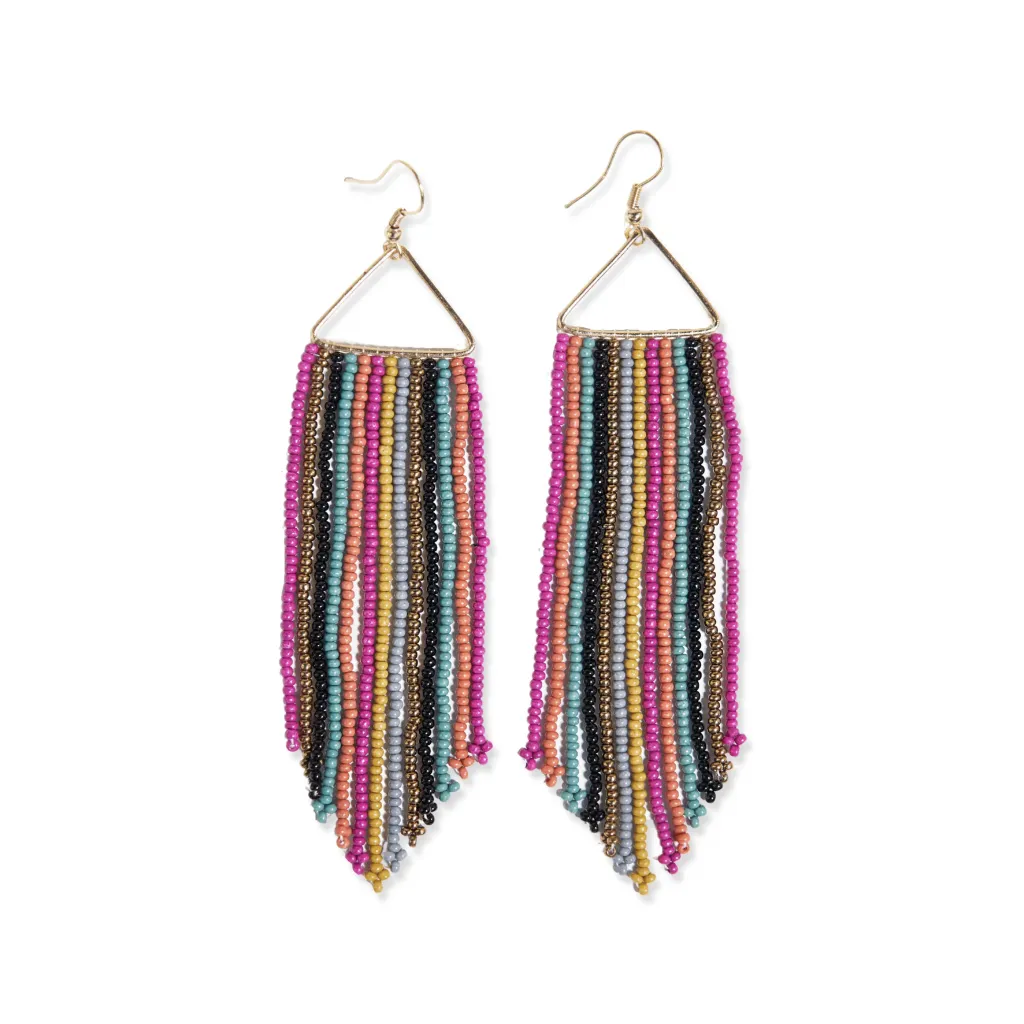 Emilie Arrow Beaded Fringe Earrings - Stripes & Angles
