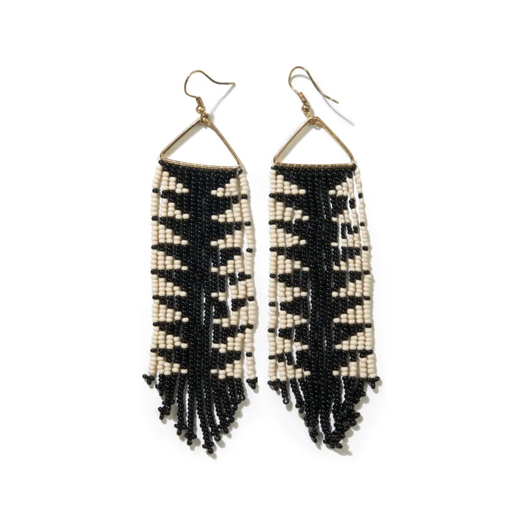 Emilie Arrow Beaded Fringe Earrings - Stripes & Angles