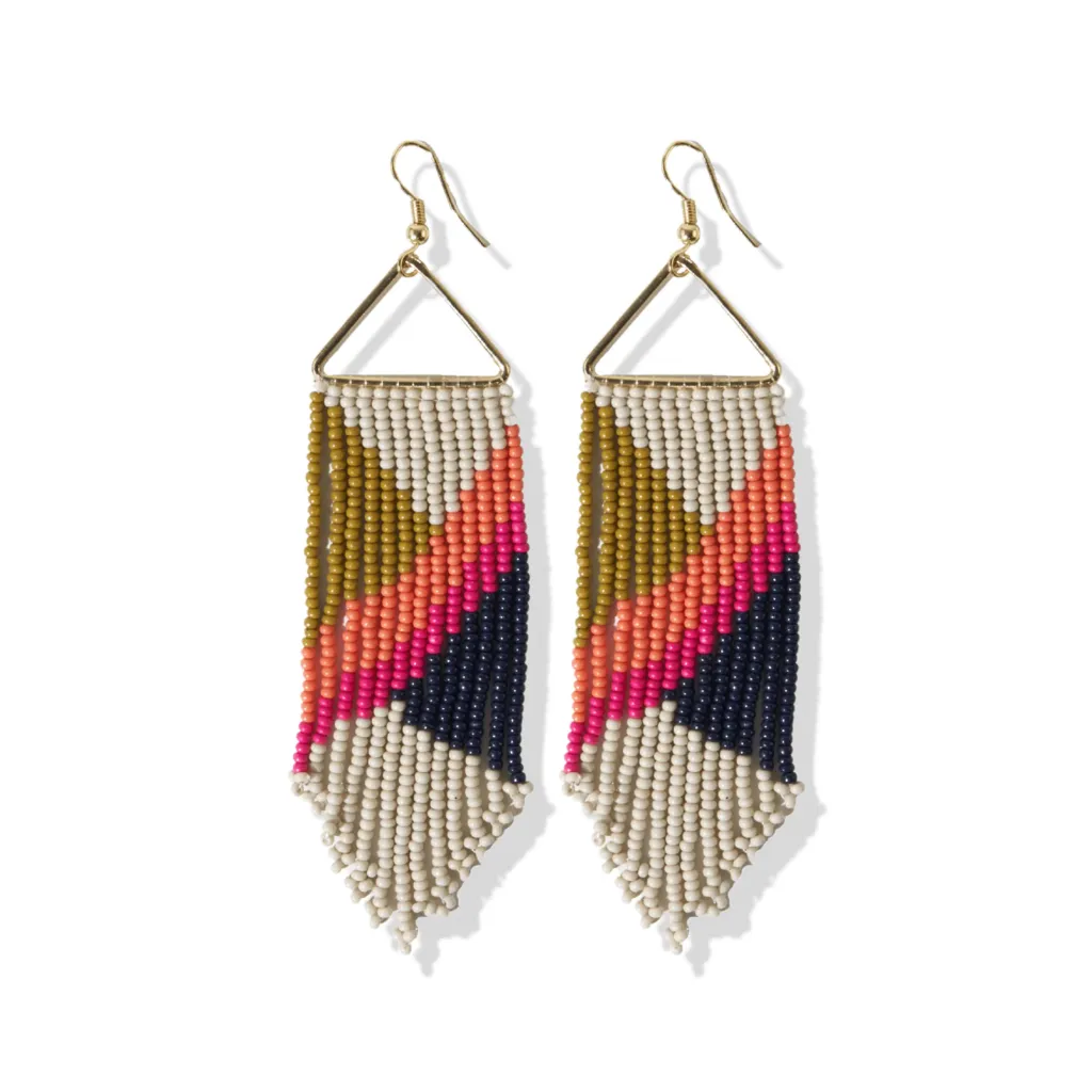 Emilie Arrow Beaded Fringe Earrings - Stripes & Angles