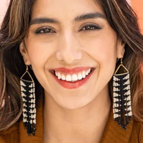 Emilie Arrow Beaded Fringe Earrings - Stripes & Angles