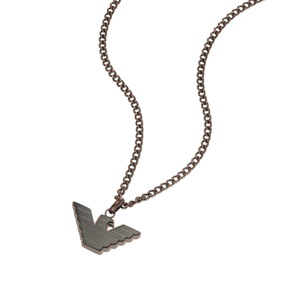Emporio Armani Stainless Steel Brown And Black Pendant On Chain
