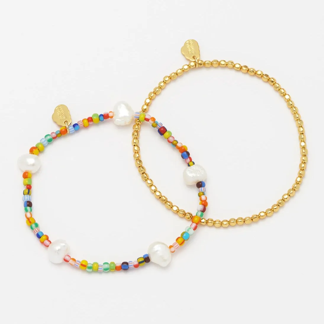 Estella Bartlett - Bracelet | Rainbow Pearl Bracelet Set - Pack of 2 | Gold Plated
