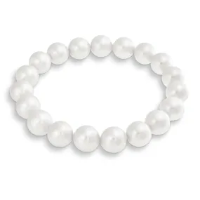 Fashion Stackable Stretch Bracelet with White Simulated Pearl 10MM Round Beads
