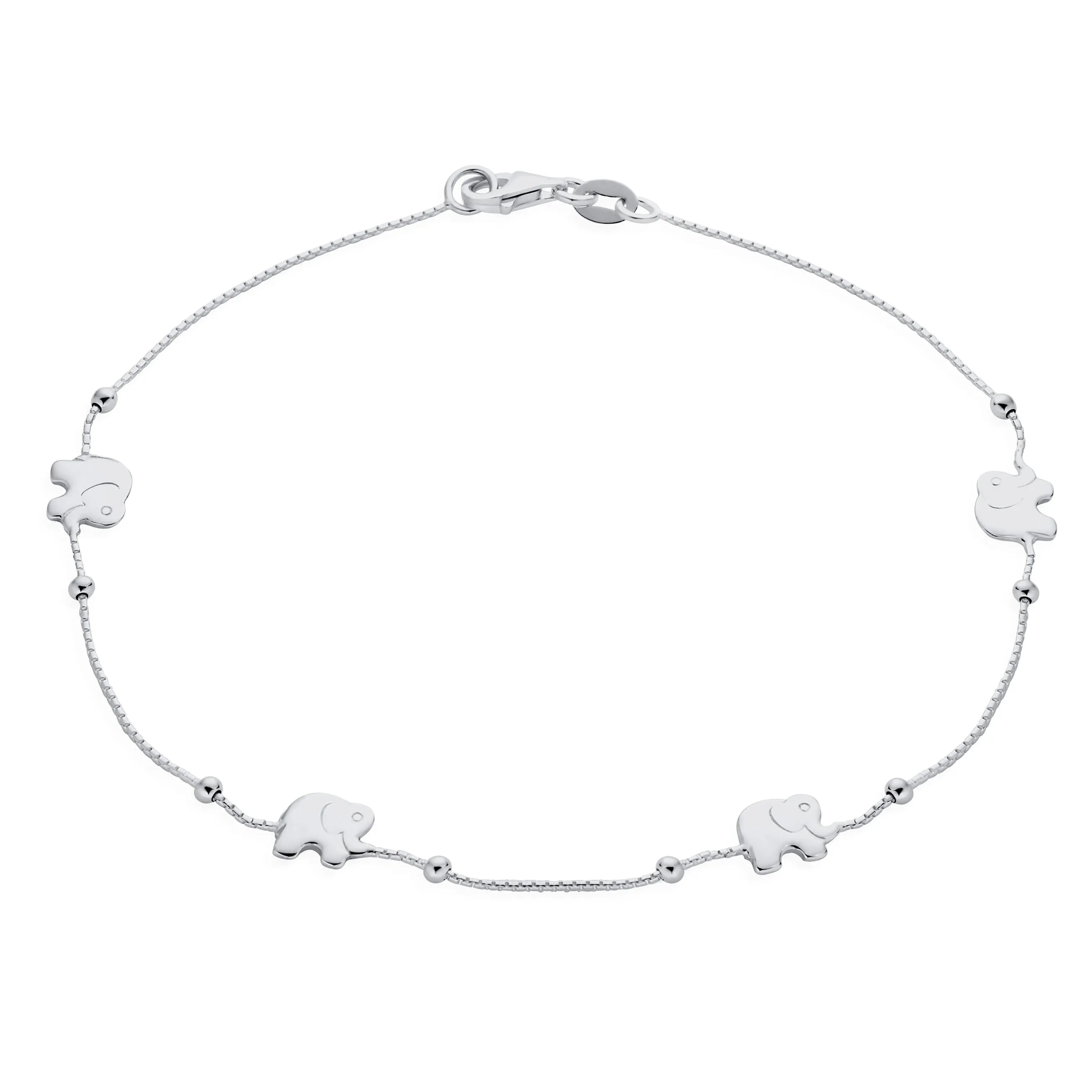 Five Multi ZOO Animal Lucky Beads Elephant Charms Anklet Ankle Bracelet Silver 910 Inch