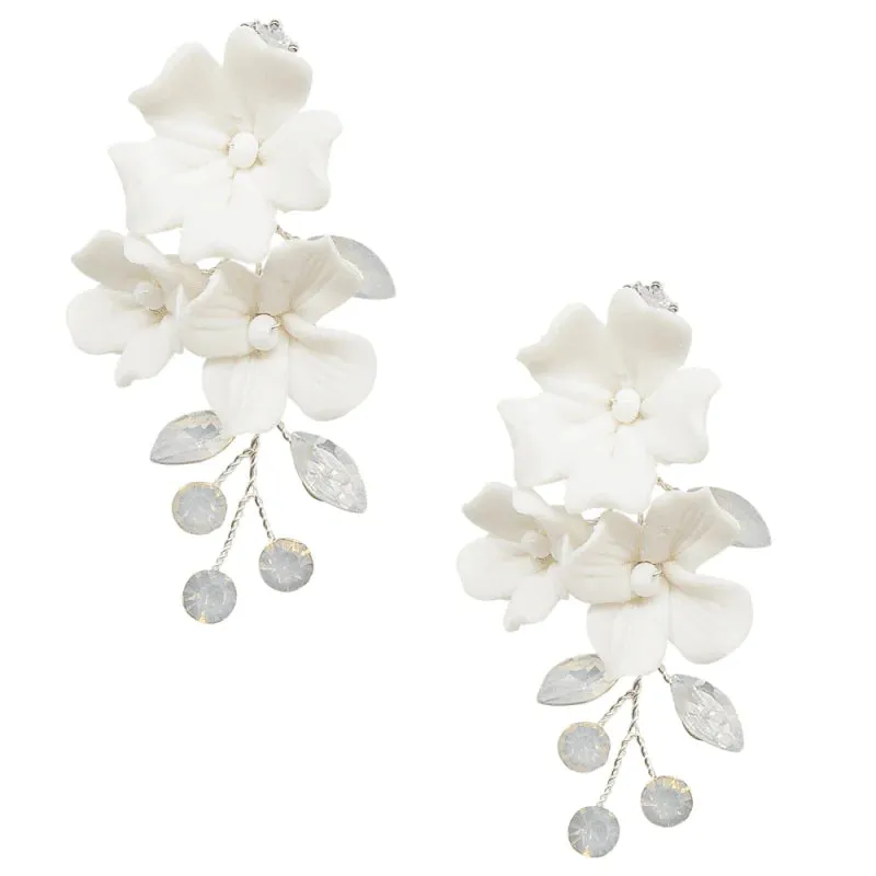 Floral Drop Wedding Earrings with Opal Crystals, A9783