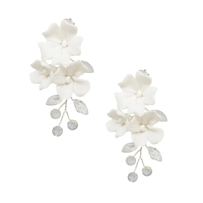 Floral Drop Wedding Earrings with Opal Crystals, A9783