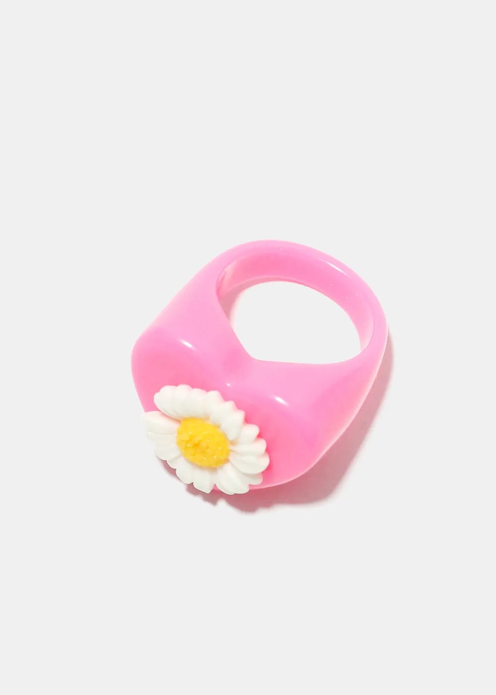 Flower on Heart Resin Ring