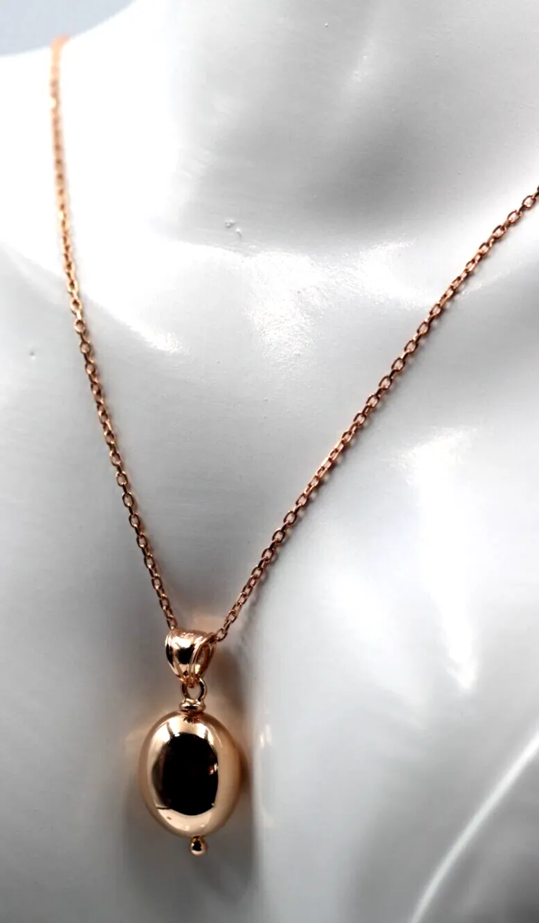 Genuine 9ct 9k Rose Gold 50cm Cable Necklace Chain   Oval Pendant