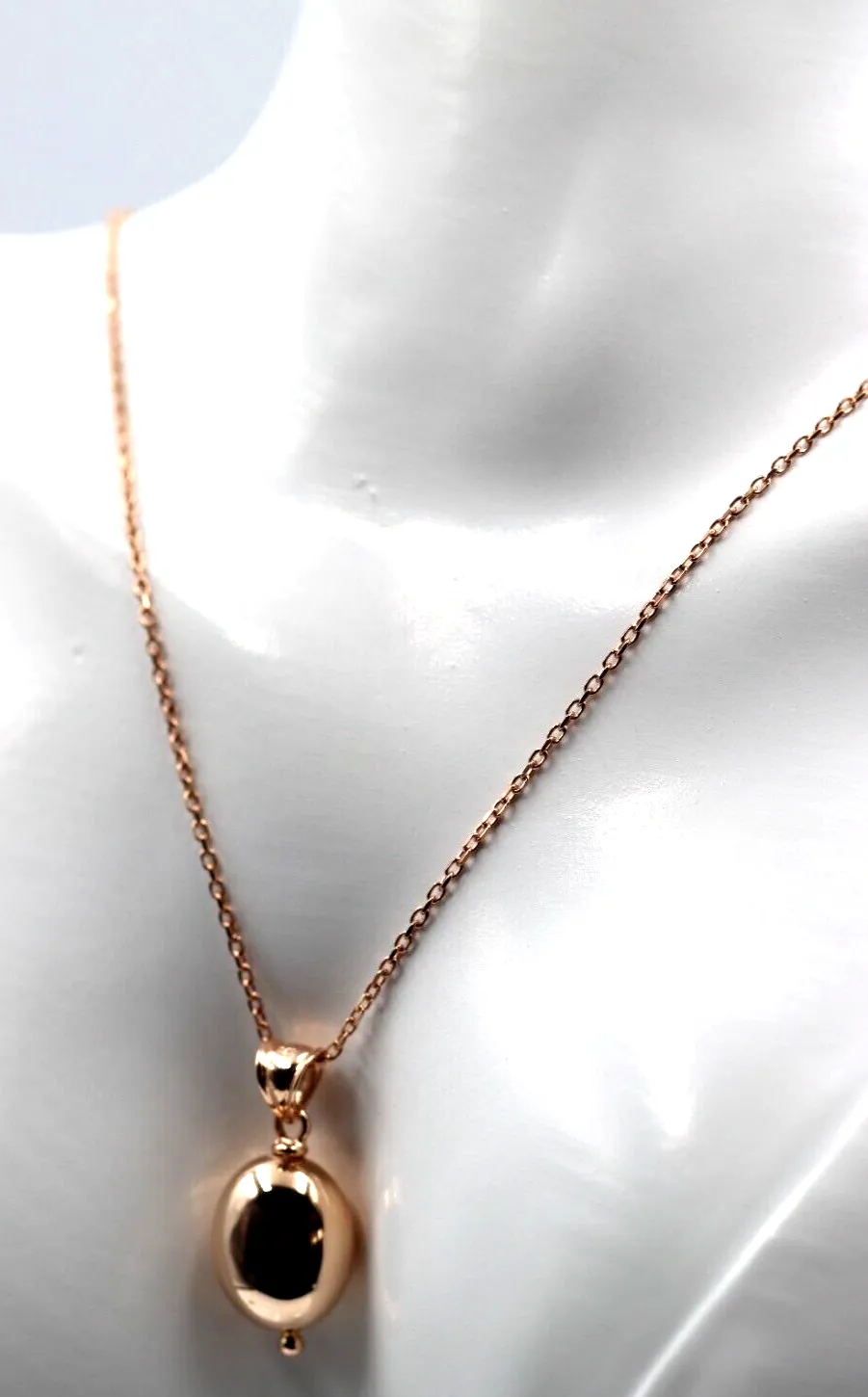 Genuine 9ct 9k Rose Gold 50cm Cable Necklace Chain   Oval Pendant
