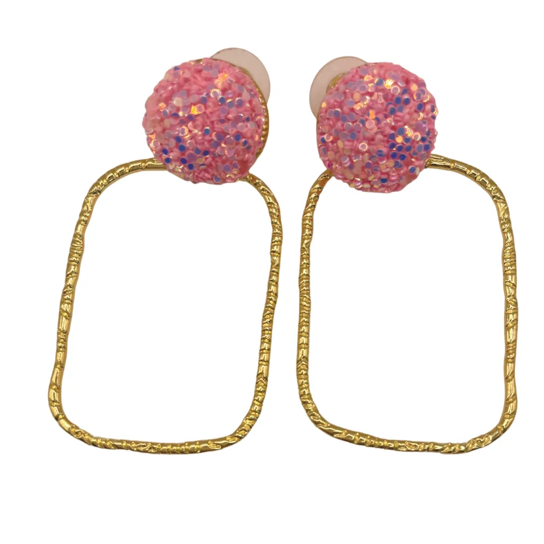 Glitter Top Hoop Earrings