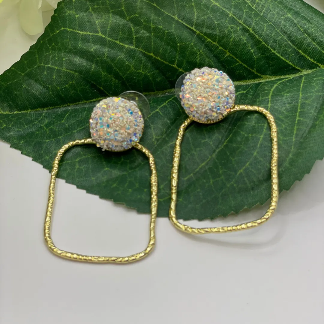Glitter Top Hoop Earrings
