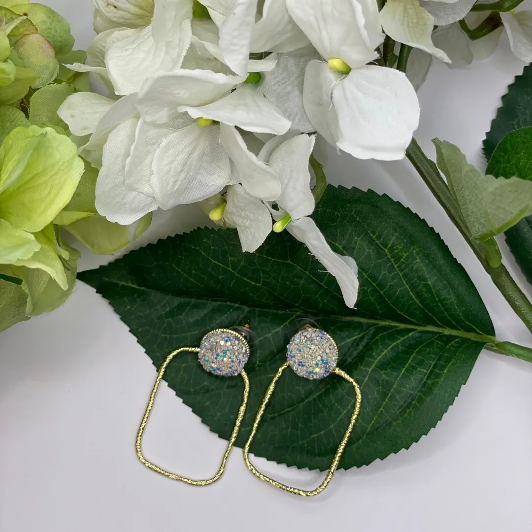Glitter Top Hoop Earrings