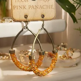 Gold & Orange Glitter Hoop Earrings