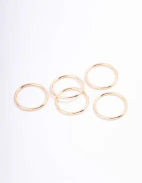 Gold Basic Smooth Ring 5-Pack