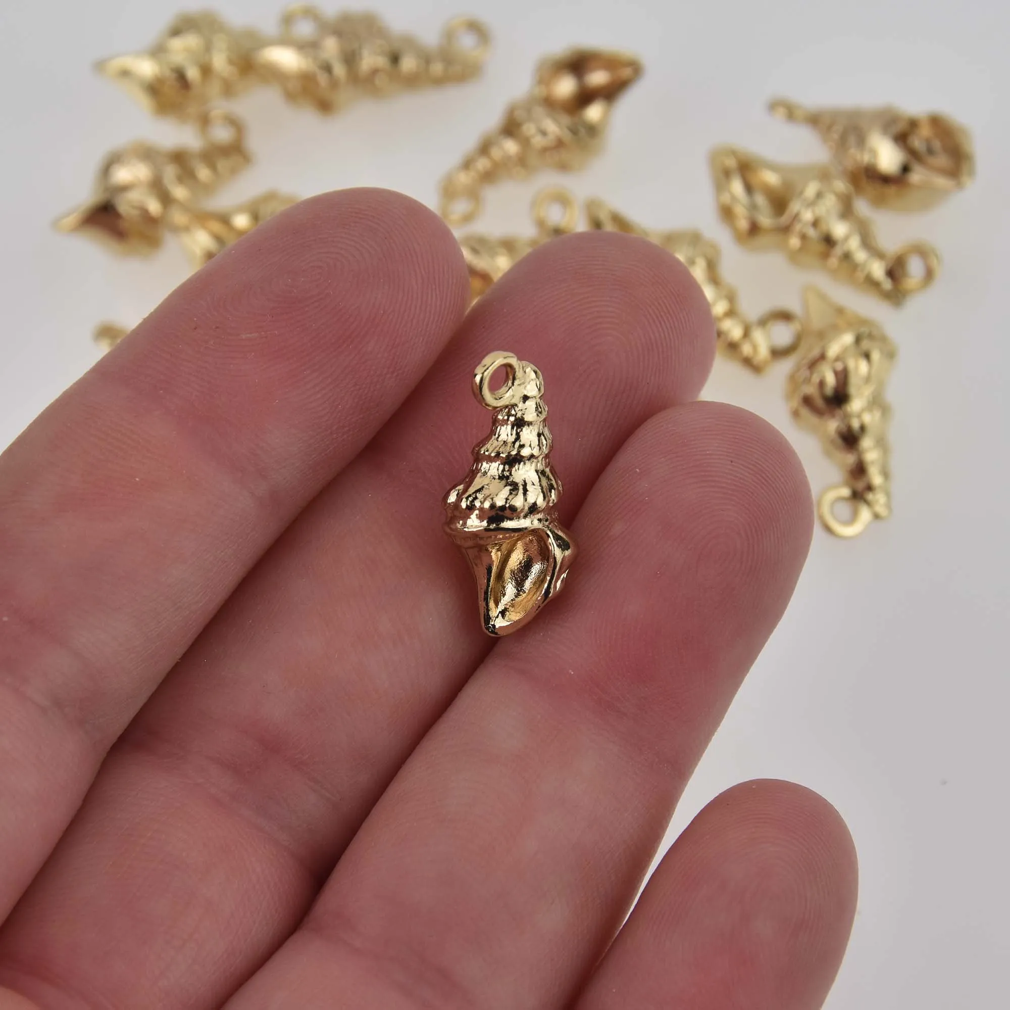 Gold Plate Shell Charms, metal, 25x8mm, chs8499