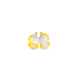Gold plated silver 8x5mm pearshape White Opal studs