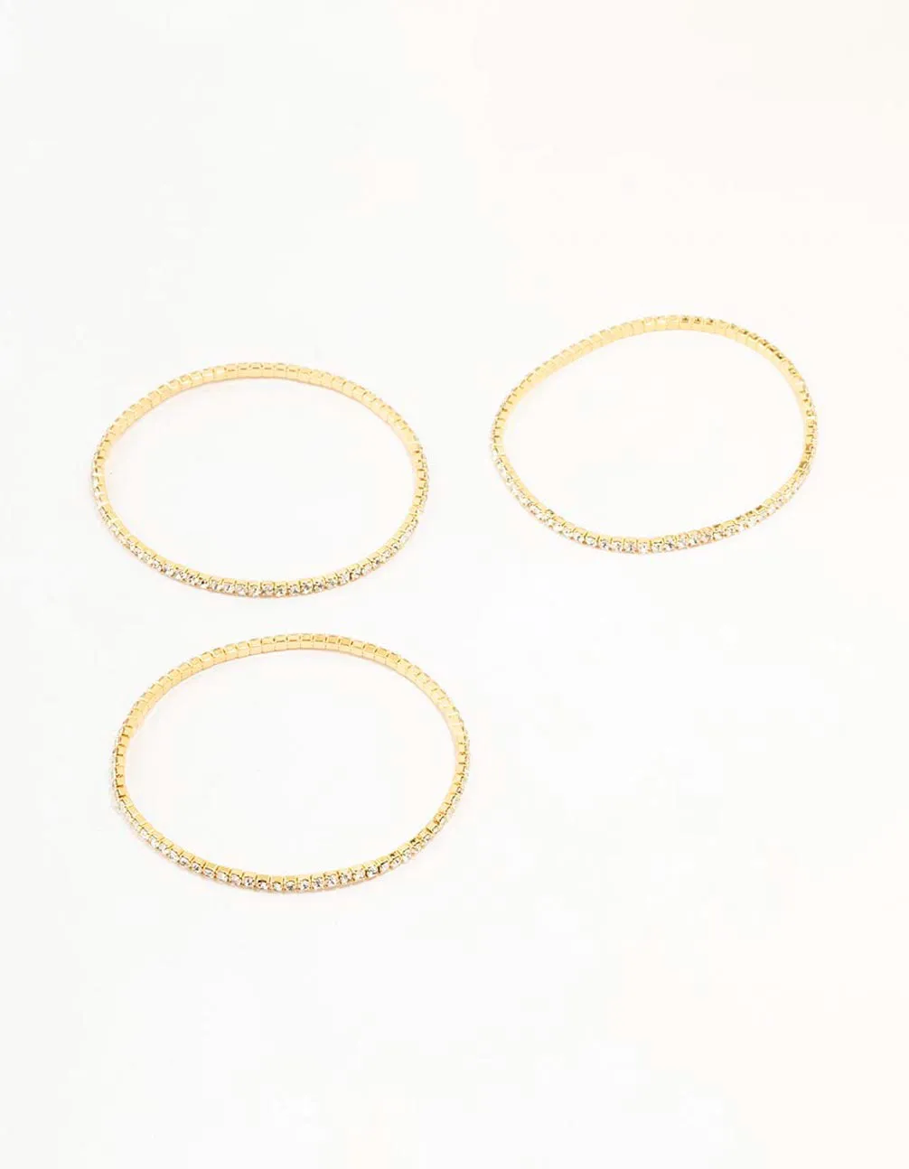 Gold Plated Stretch Cup Chain Tennis Stretch Bracelets 3-Pack