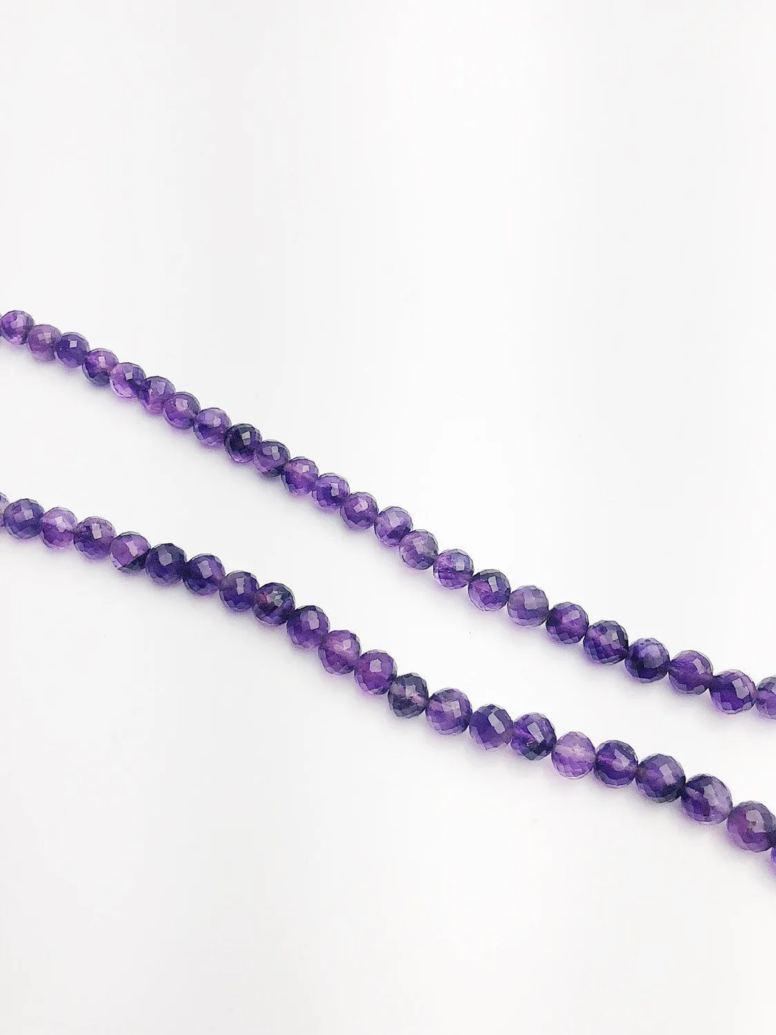 HALF OFF SALE - Amethyst Faceted Round Gemstone Beads, Full Strand, Semi Precious Gemstone, 8"
