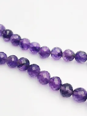 HALF OFF SALE - Amethyst Faceted Round Gemstone Beads, Full Strand, Semi Precious Gemstone, 8"
