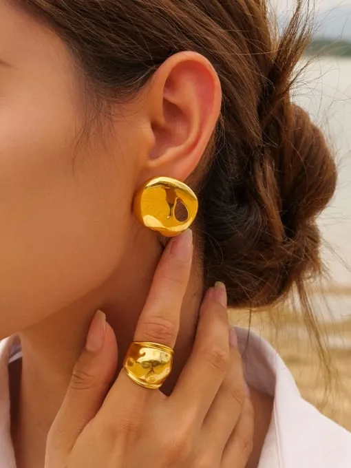 Hammered Gold Statement Ring, 18K Gold Plated Fashion Luxury Ring
