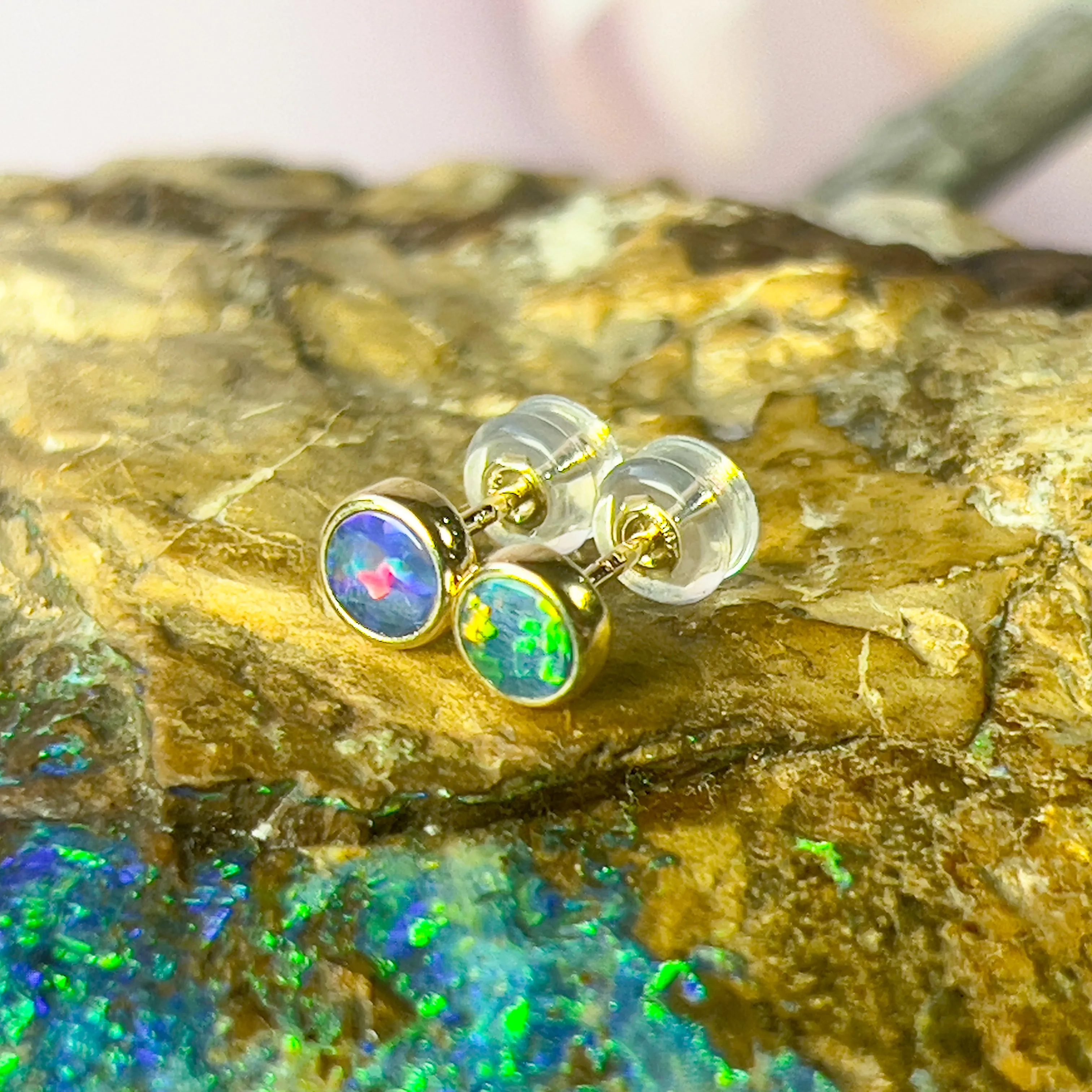 Handmade Opal Stud Earrings - Gold/Silver | Dainty & Cute | Crystal Fire Opal Jewelry | Gift for Her 3mm