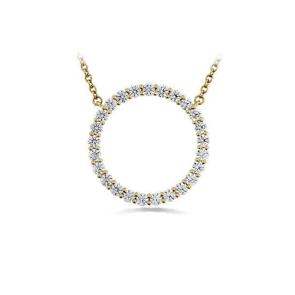 HEARTS ON FIRE 'SIGNATURE CIRCLE' 18CT YELLOW GOLD DIAMOND PENDANT LARGE