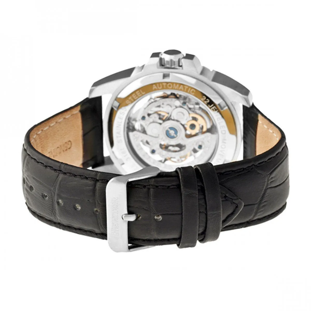 Heritor Automatic Armstrong Skeleton Leather-Band Watch